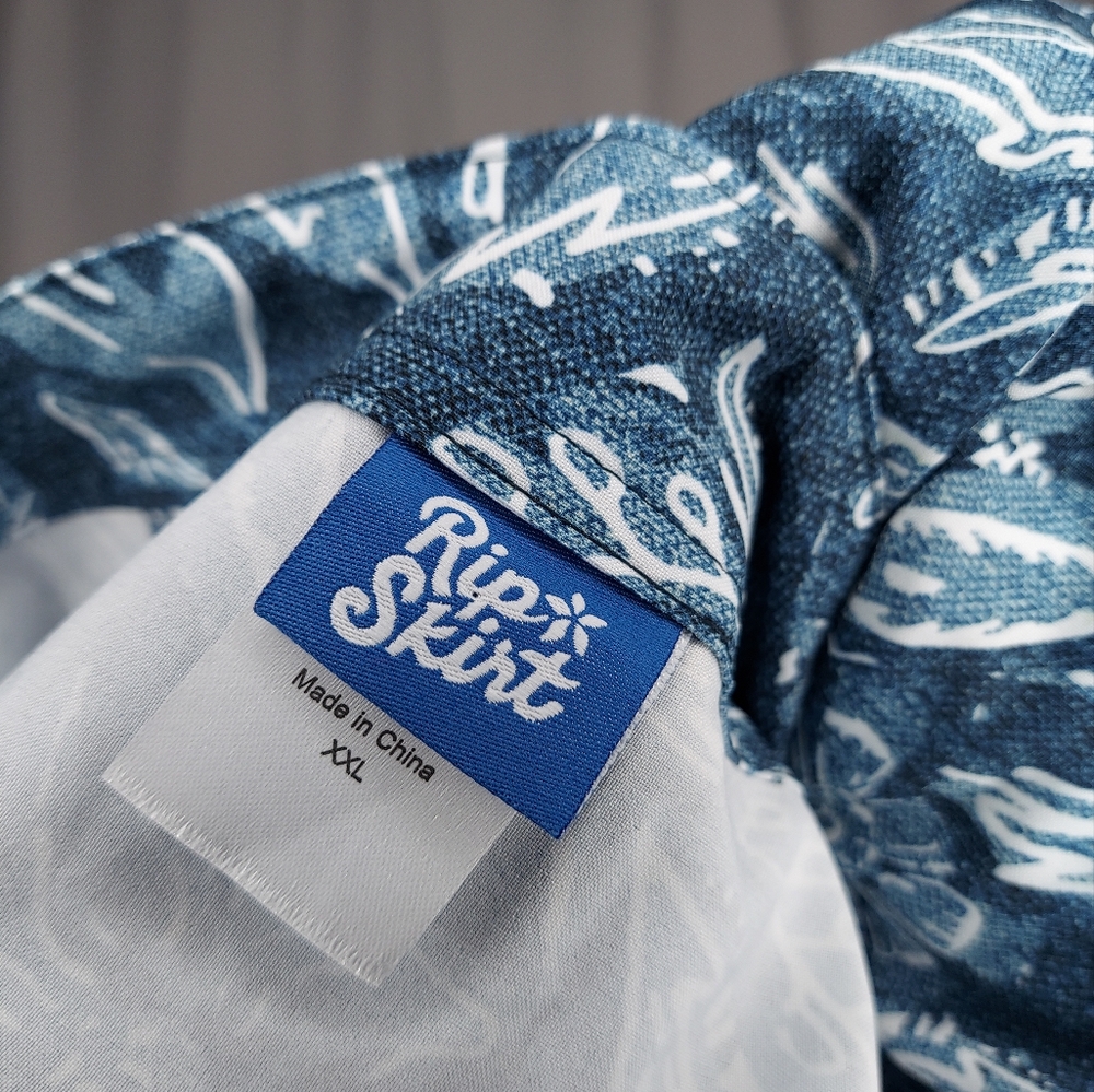 Ripskirt Hawaiian Wrap Skirt XXL Blue Floral Mini Beach Resortwear Vacation - Picture 3 of 9